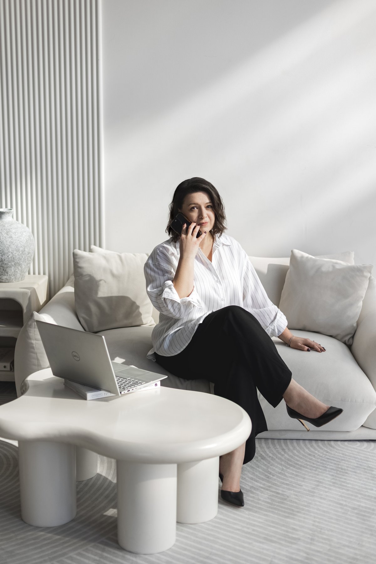 Oksana on a client call